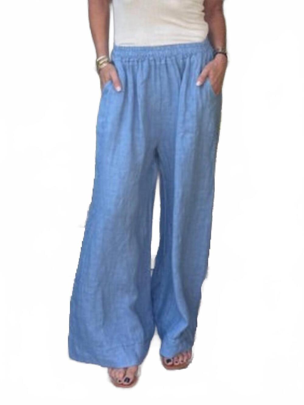 NEW BRAND BAZAR loren linen palazzo pants in denim